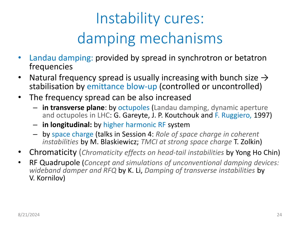 instability cures damping mechanisms