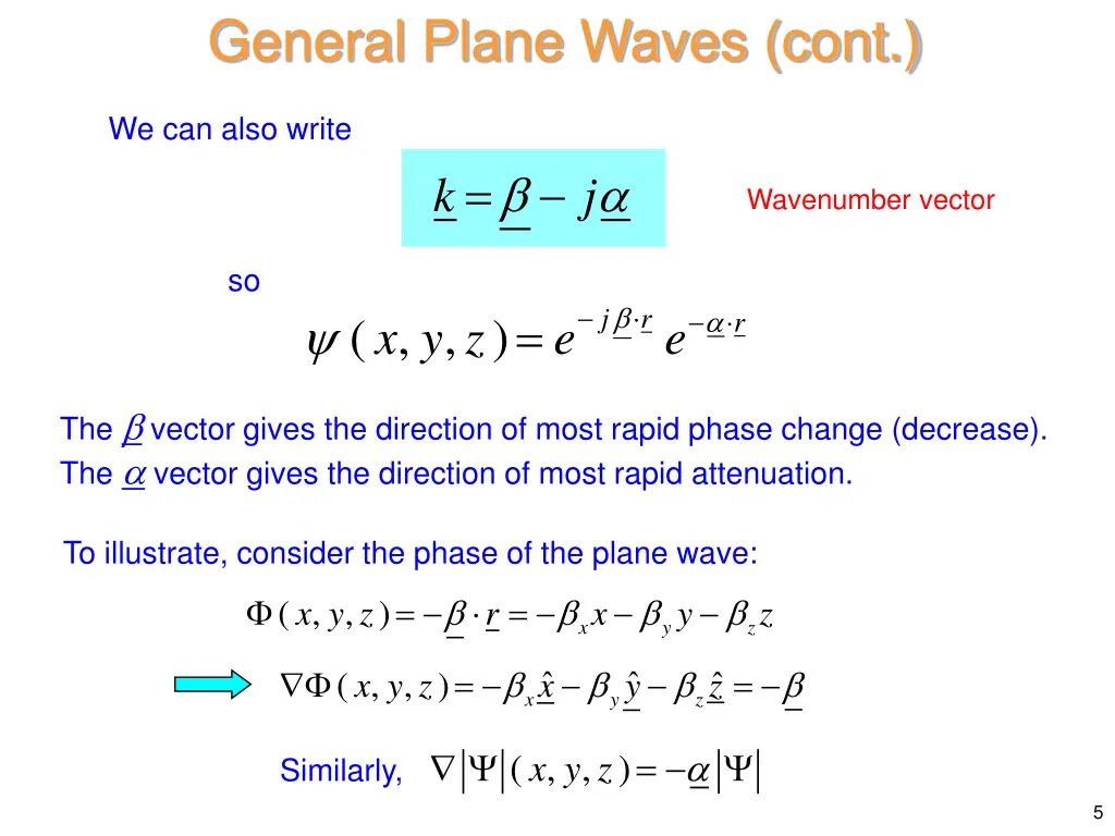 general plane waves cont 2