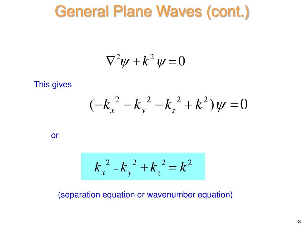 general plane waves cont