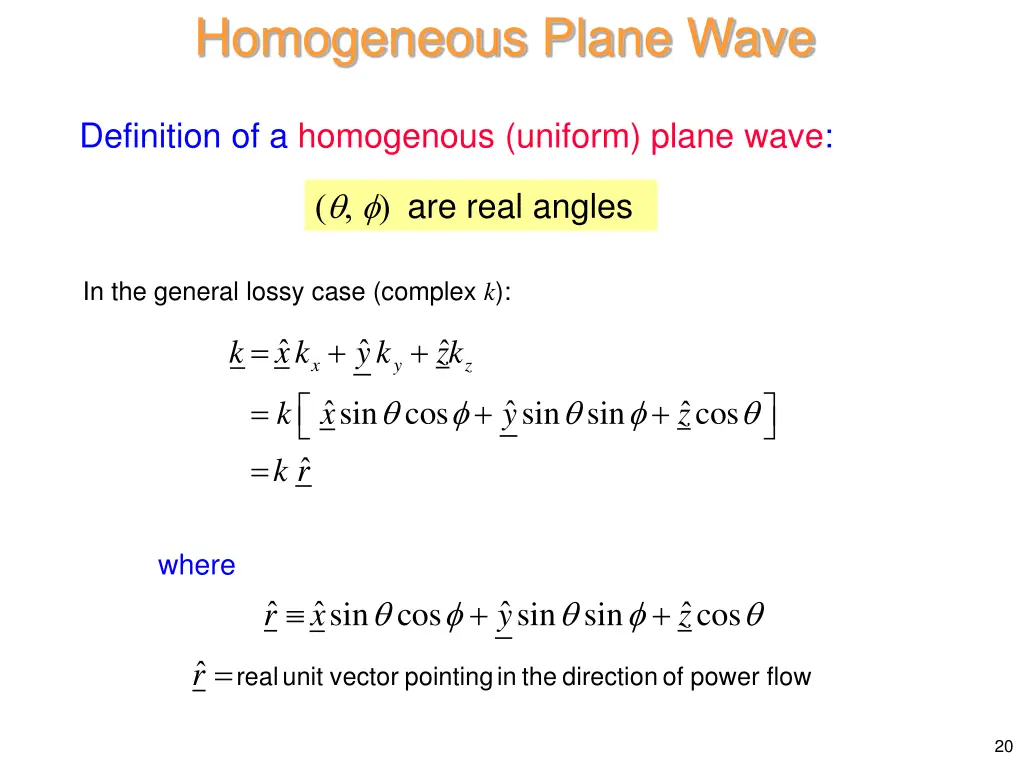 homogeneous plane wave