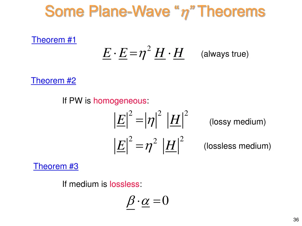 some plane wave theorems