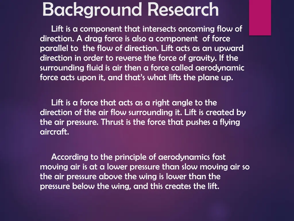 background research lift is a component that