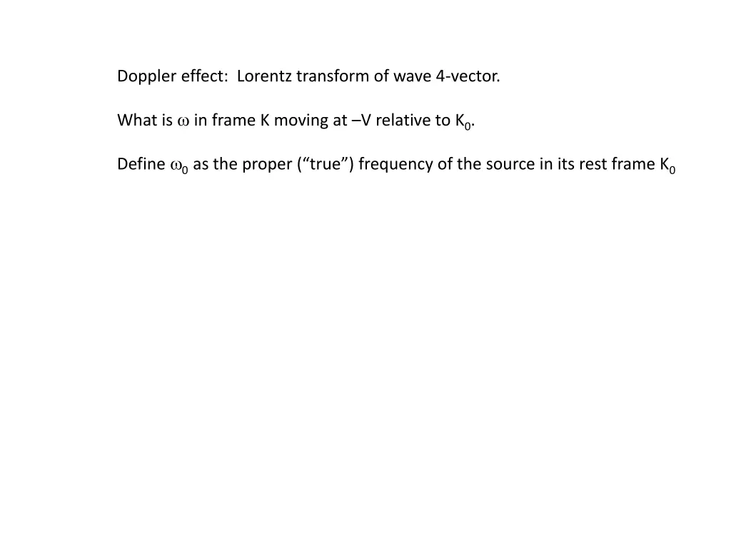 doppler effect lorentz transform of wave 4 vector