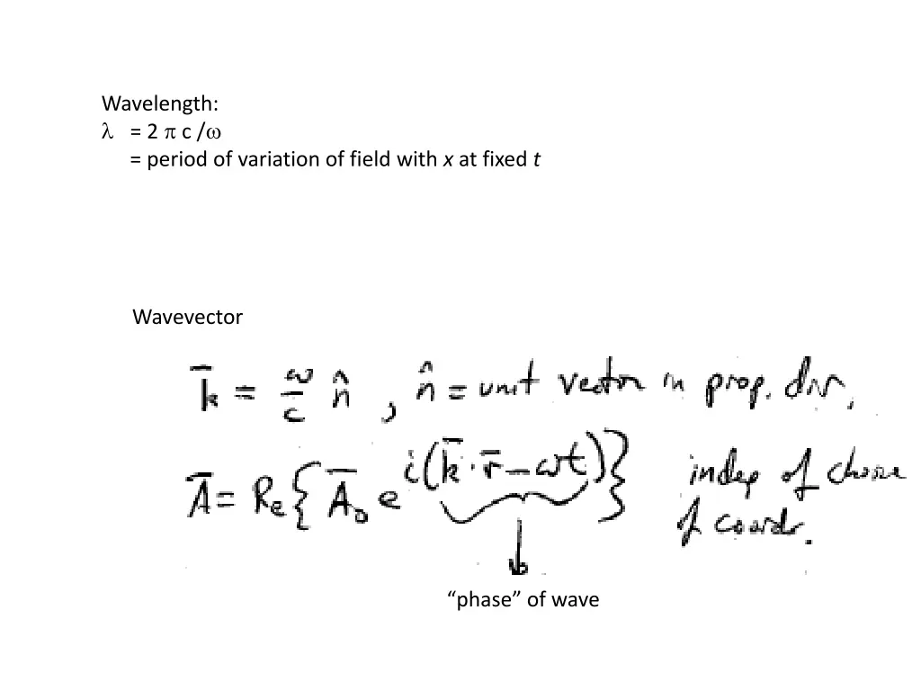 wavelength 2 c period of variation of field with