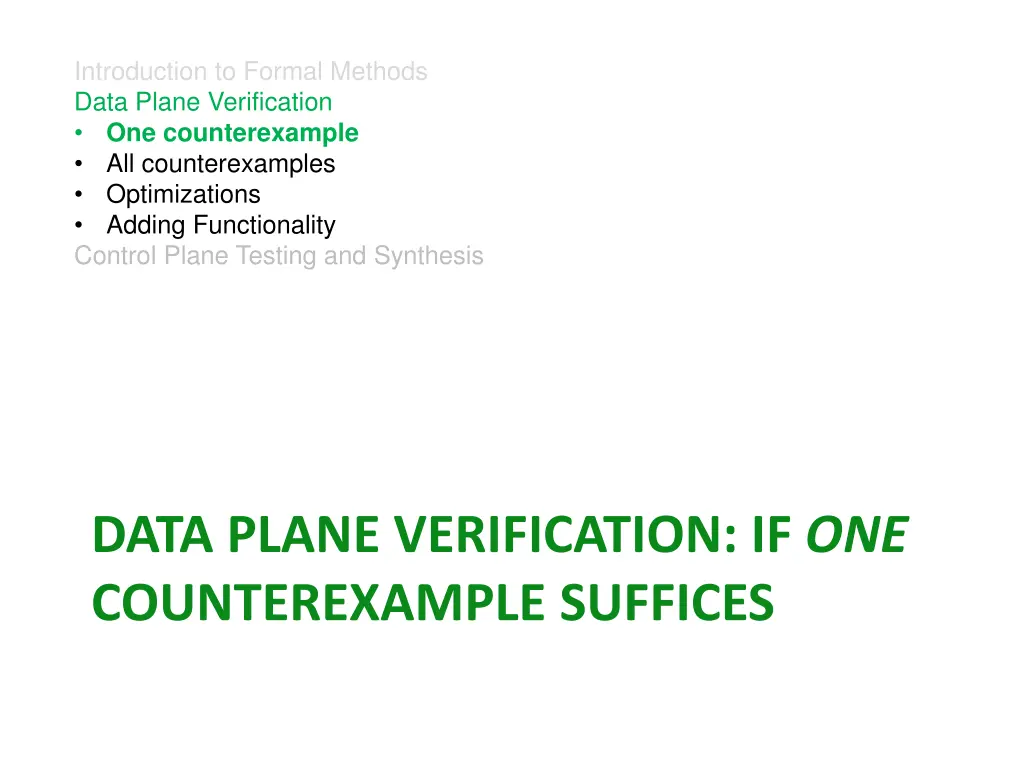 introduction to formal methods data plane