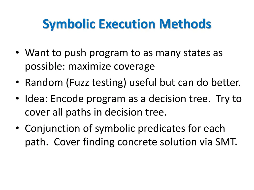 symbolic execution methods