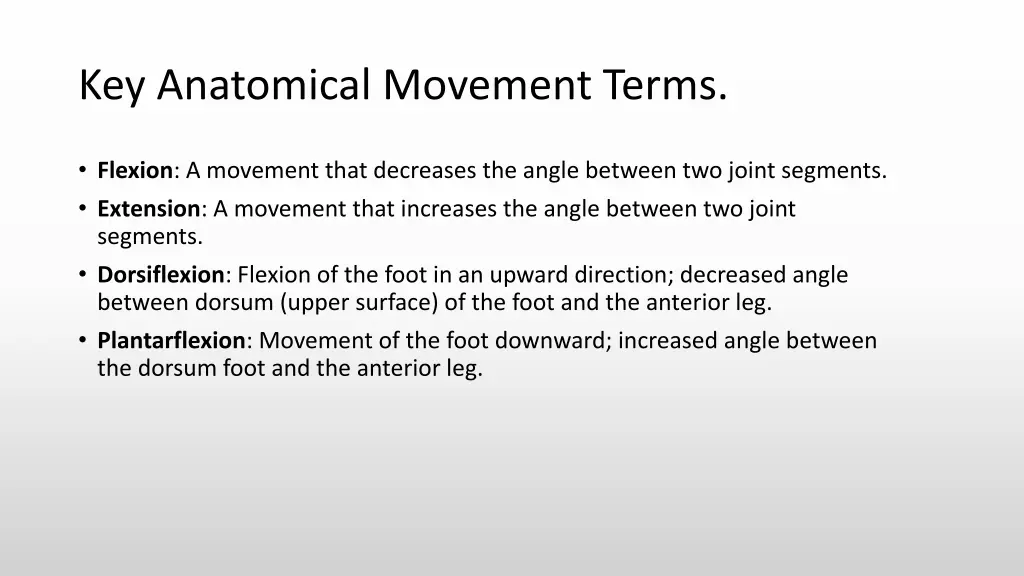 key anatomical movement terms