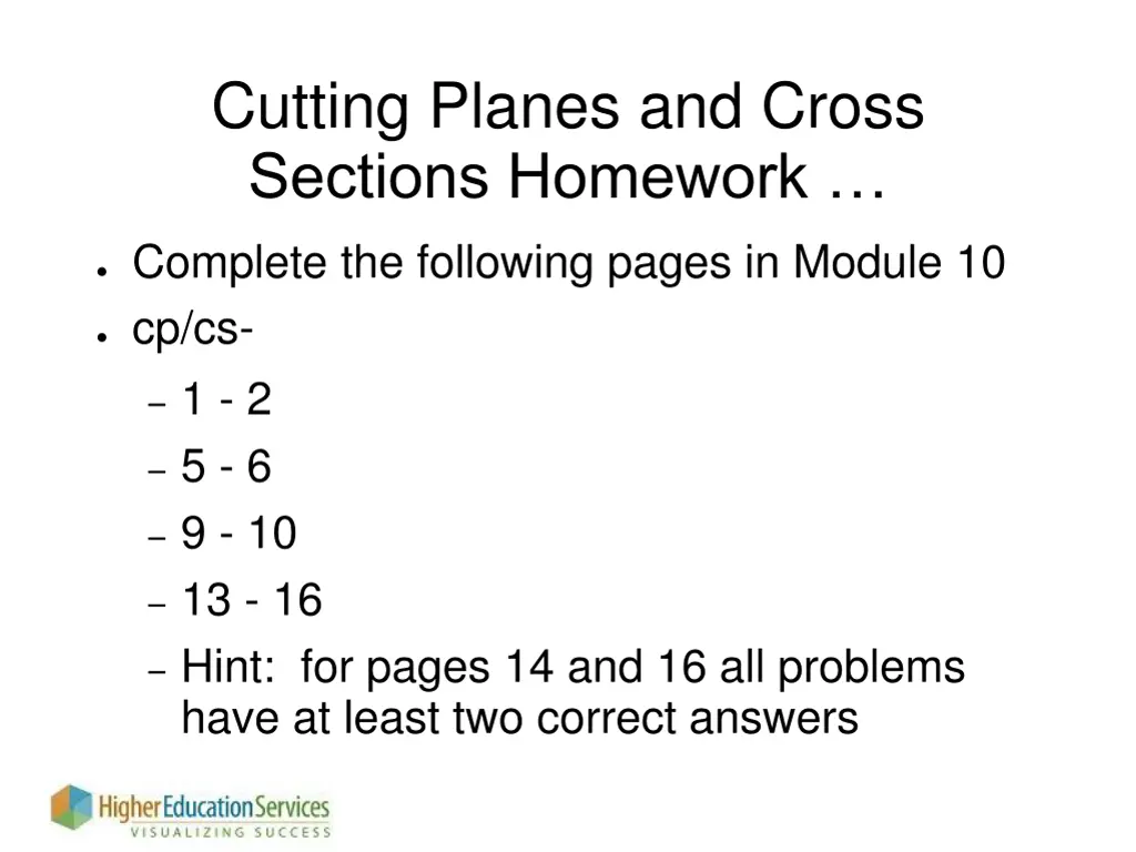 cutting planes and cross sections homework