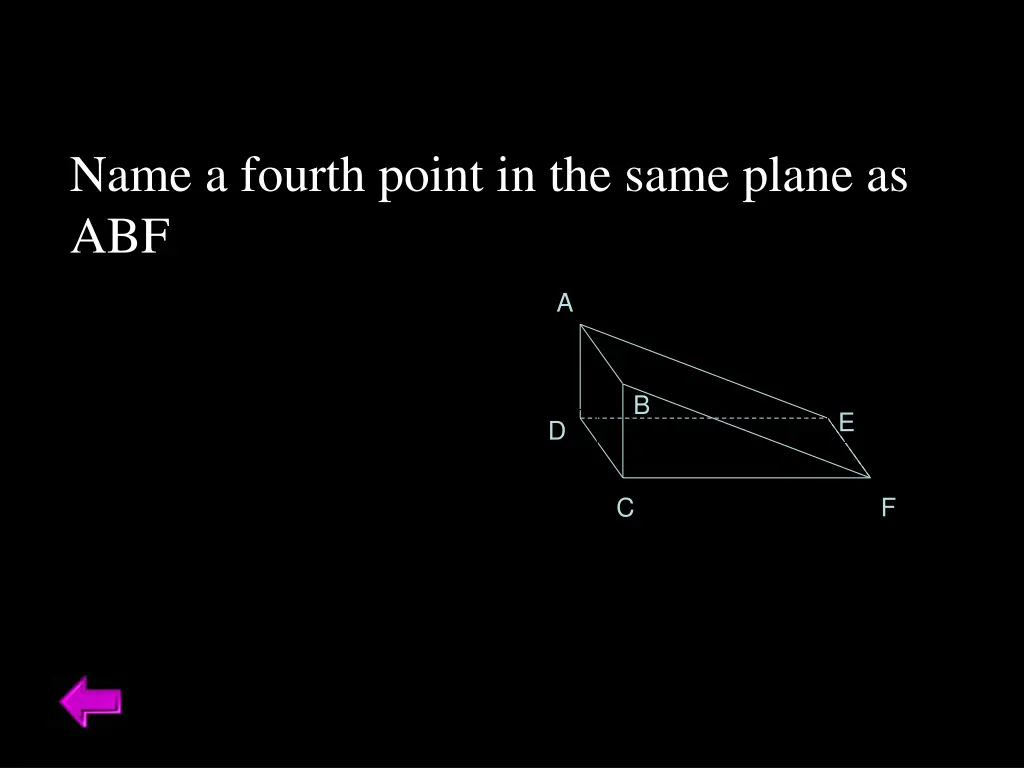 name a fourth point in the same plane as abf