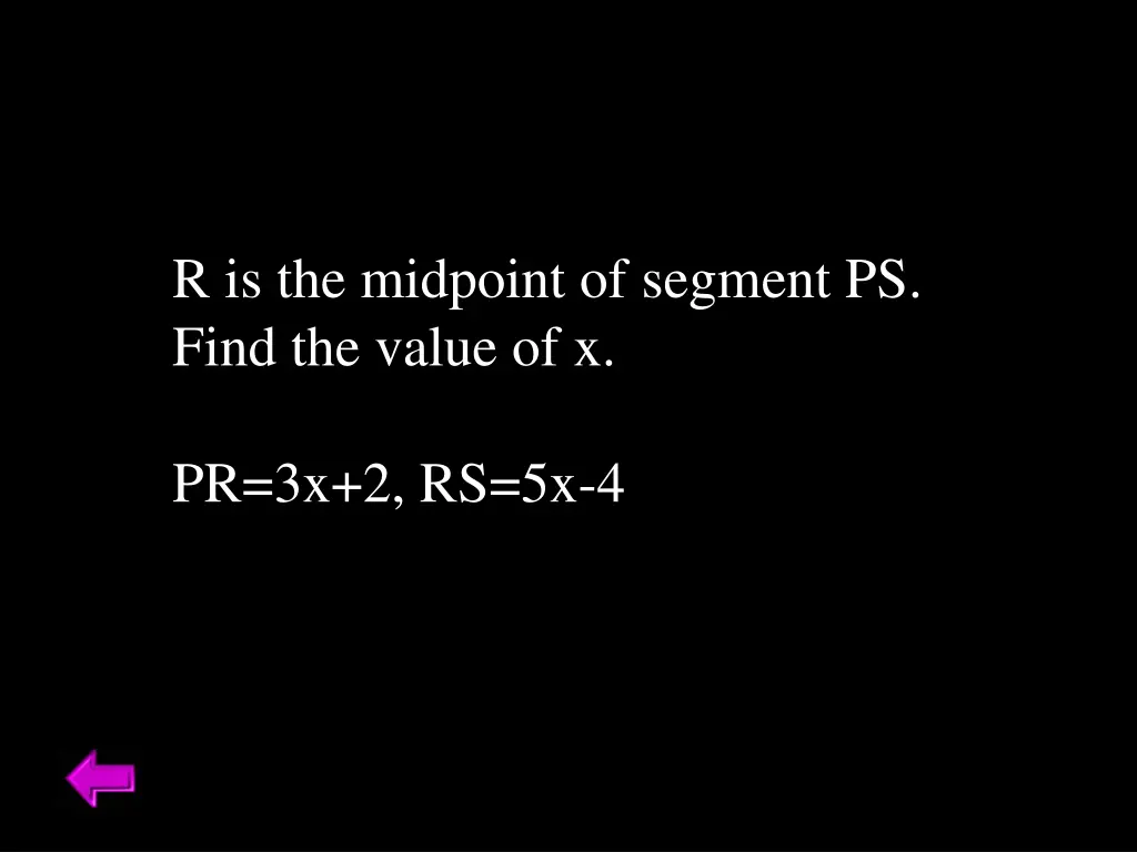 r is the midpoint of segment ps find the value