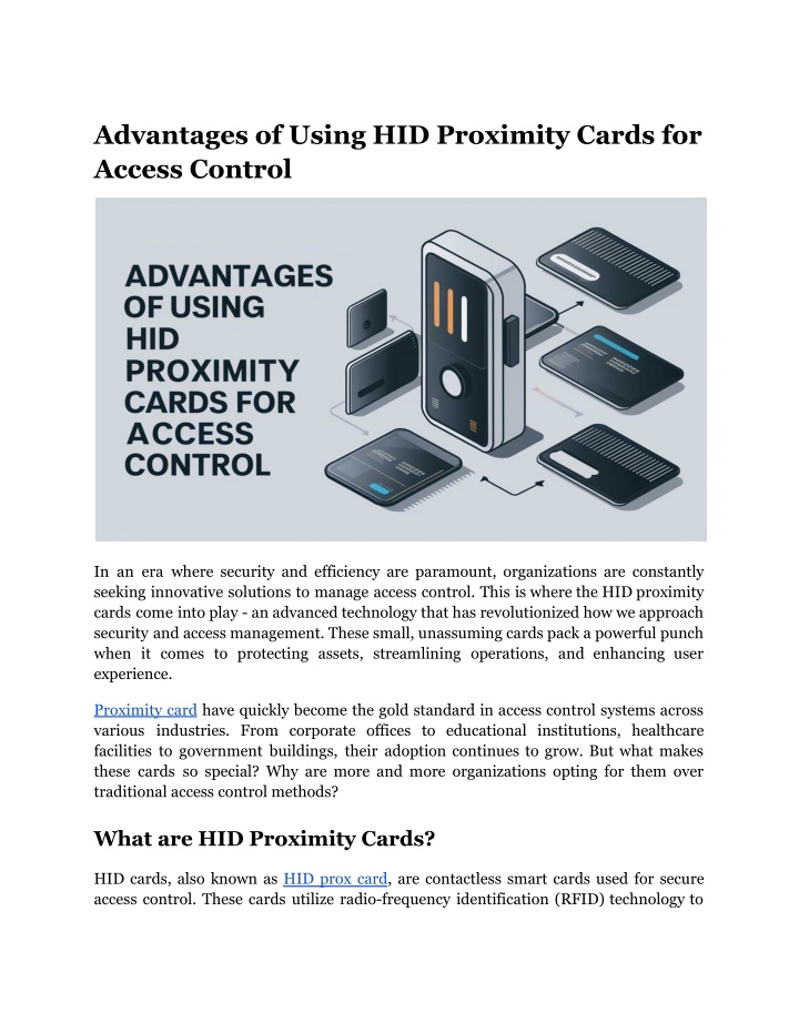 advantages of using hid proximity cards