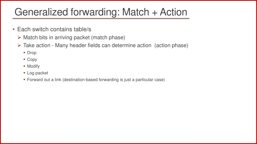 generalized forwarding match action