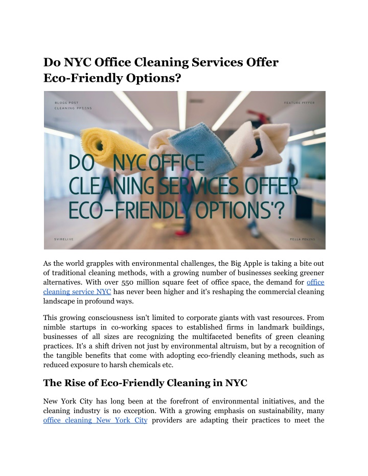 do nyc office cleaning services offer