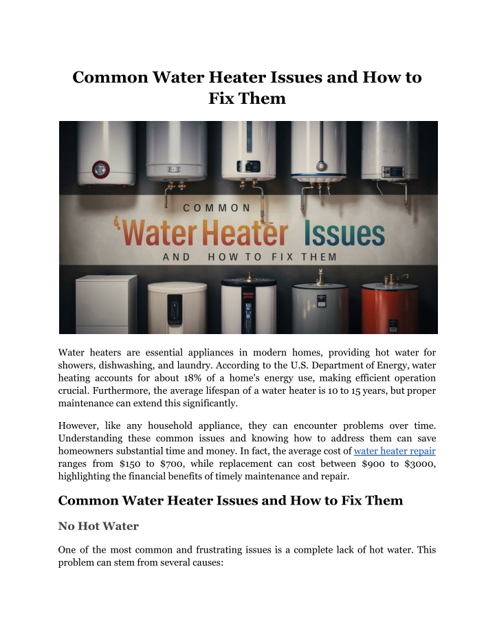 common water heater issues and how to fix them