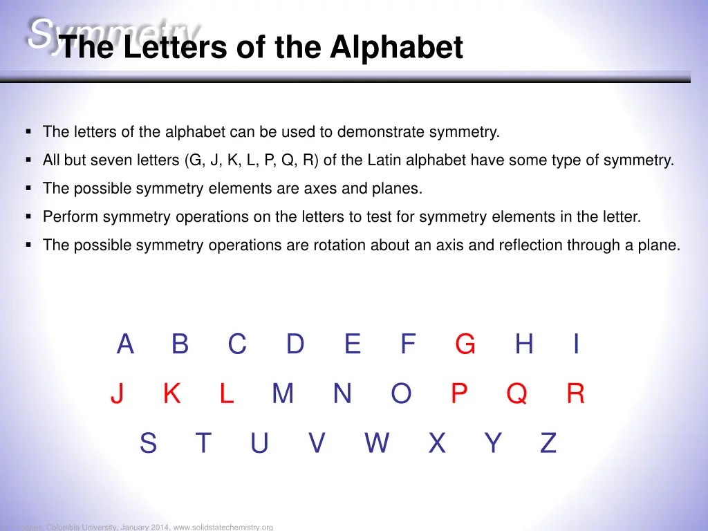 symmetry the letters of the alphabet