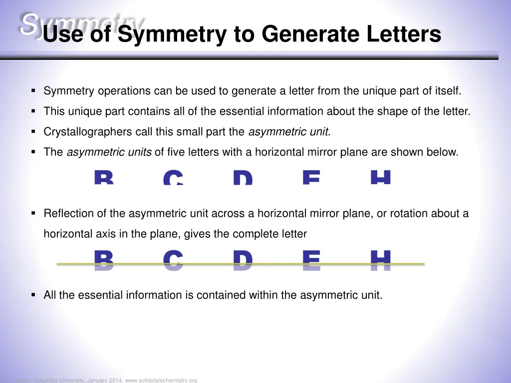 symmetry use of symmetry to generate letters