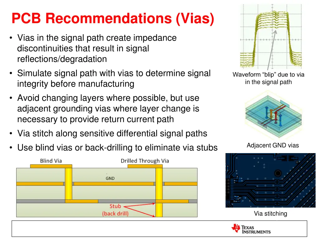 pcb recommendations vias