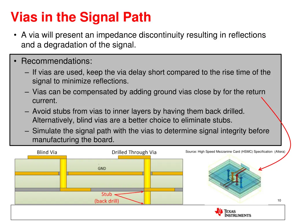 vias in the signal path