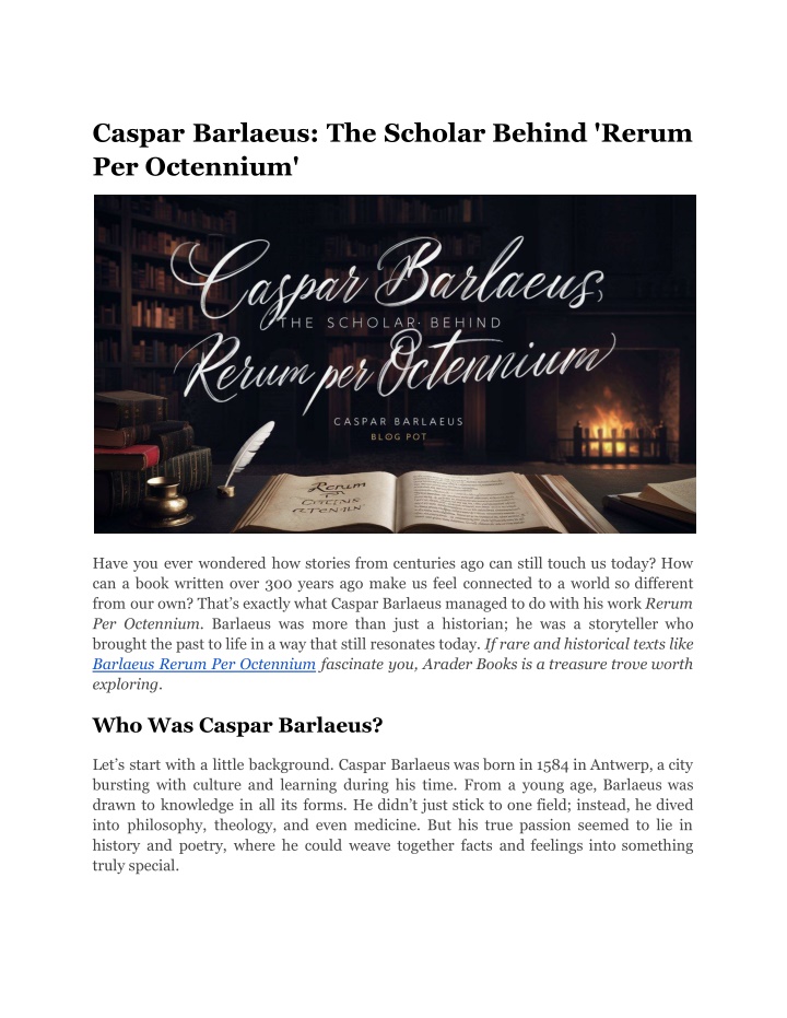 caspar barlaeus the scholar behind rerum