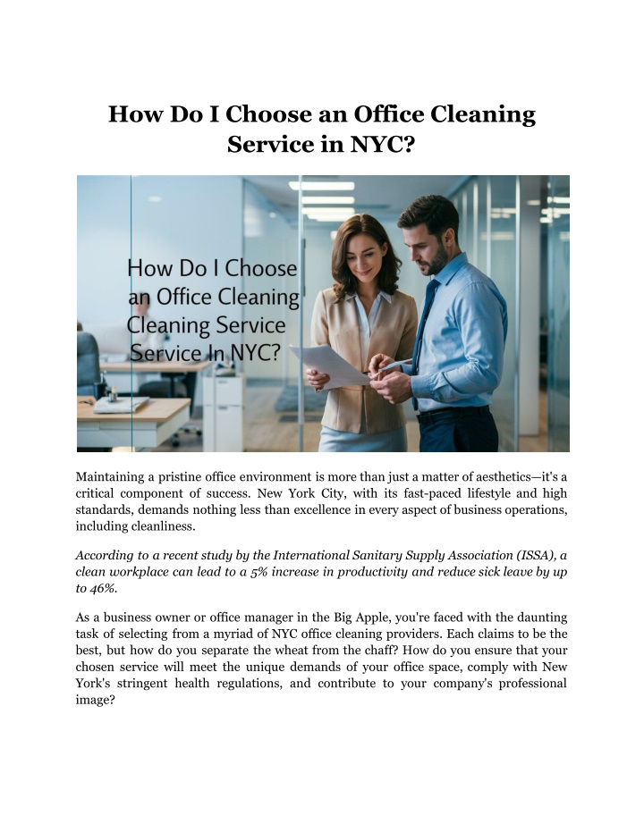 how do i choose an office cleaning service in nyc