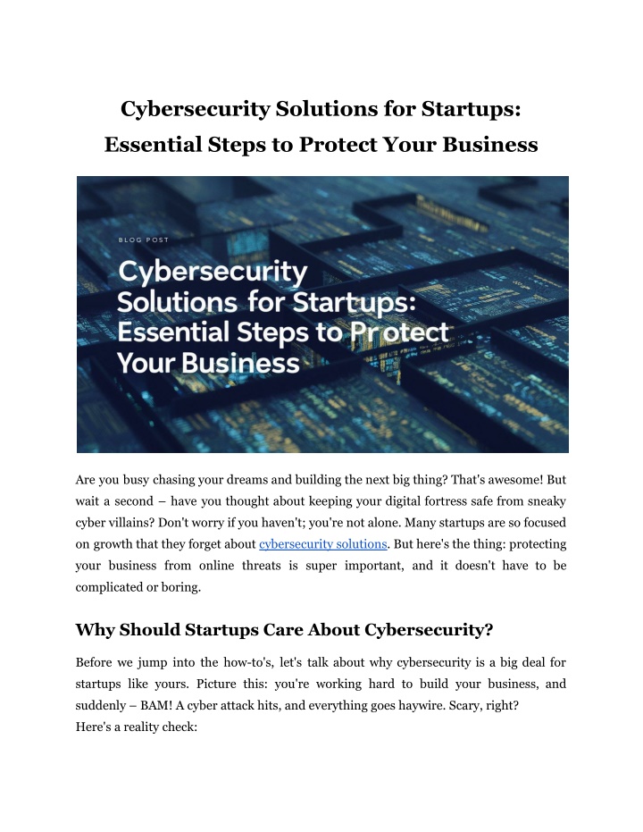 cybersecurity solutions for startups