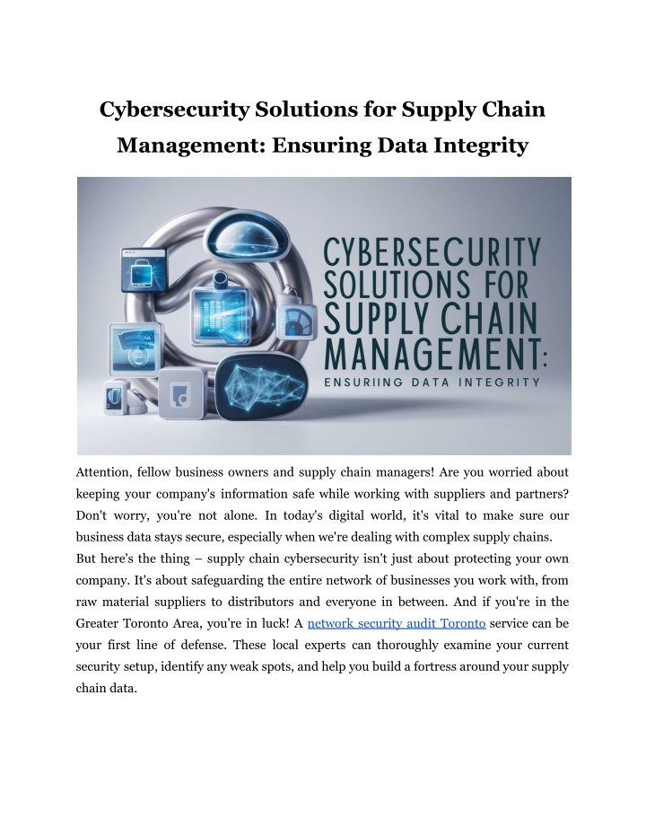 cybersecurity solutions for supply chain