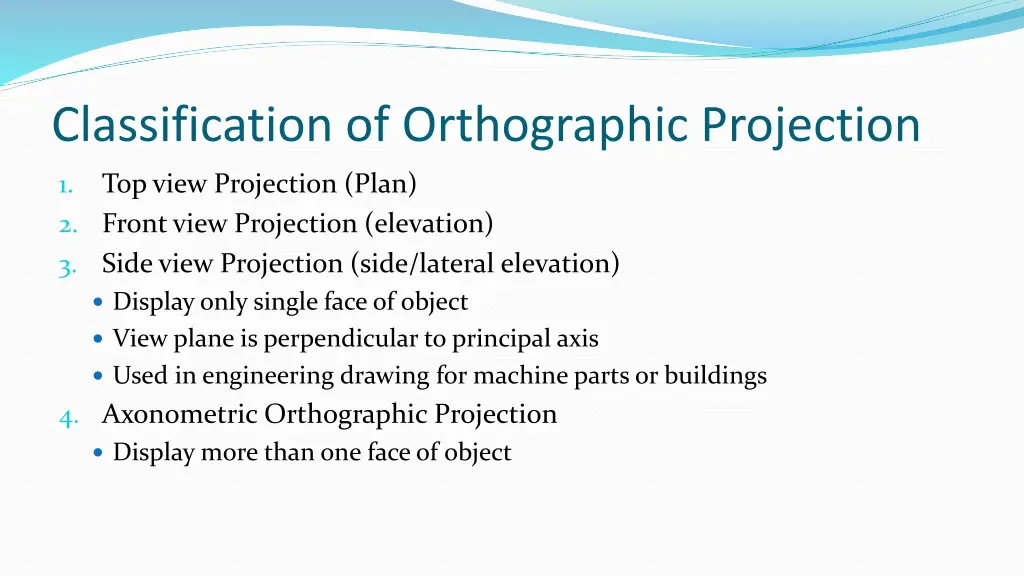 classification of orthographic projection