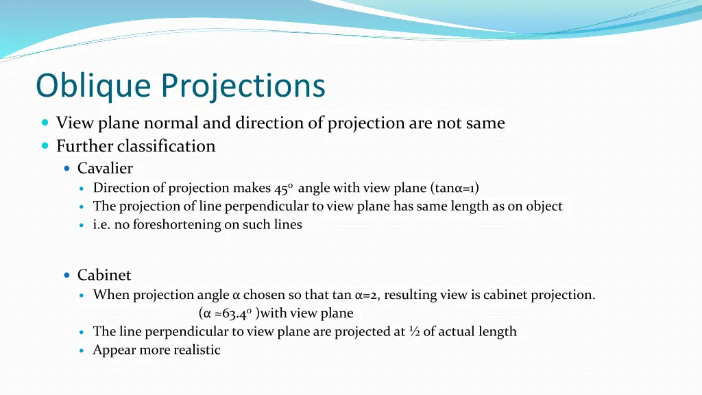 oblique projections