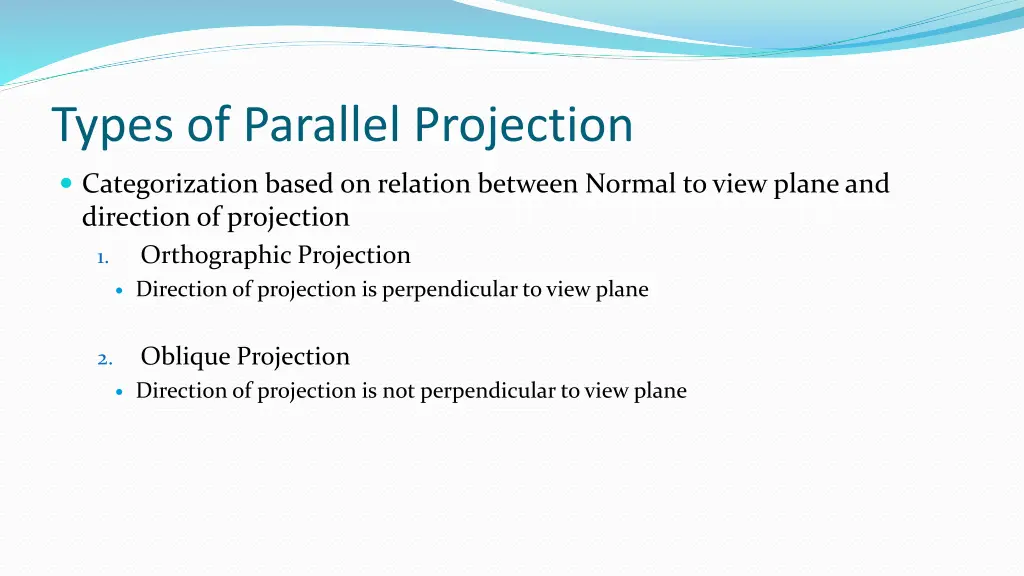 types of parallel projection