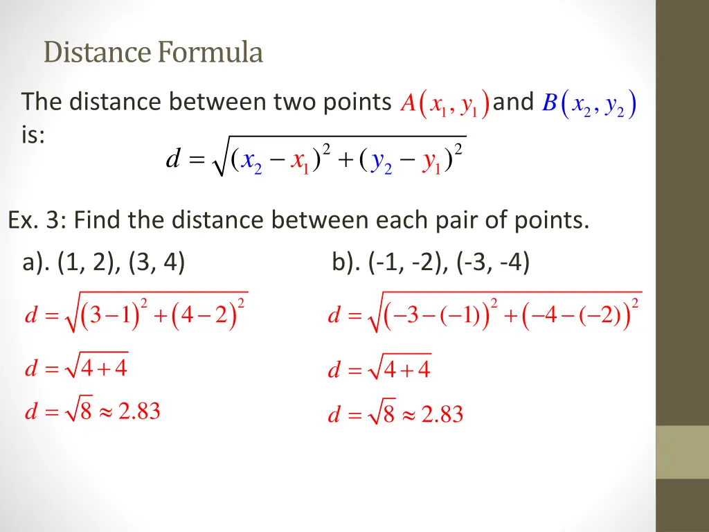 distance formula