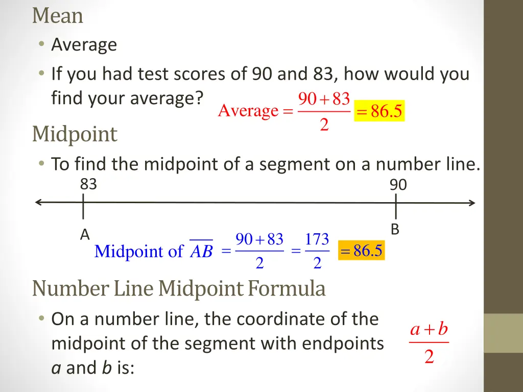 mean average if you had test scores