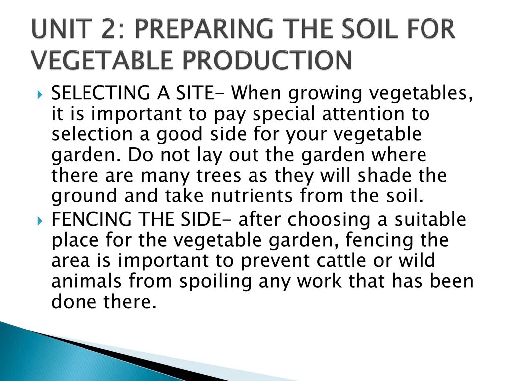 selecting a site when growing vegetables