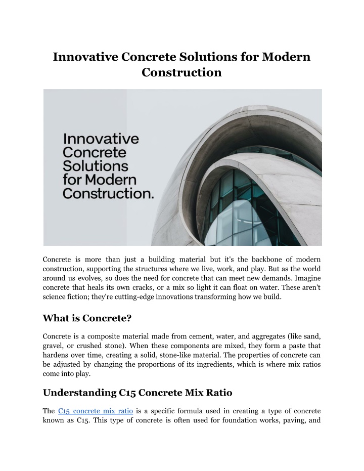 innovative concrete solutions for modern
