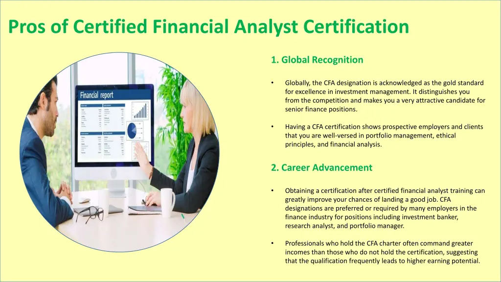 pros of certified financial analyst certification