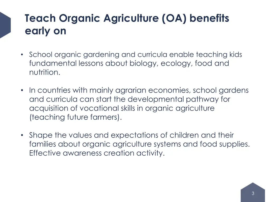 teach organic agriculture oa benefits early on