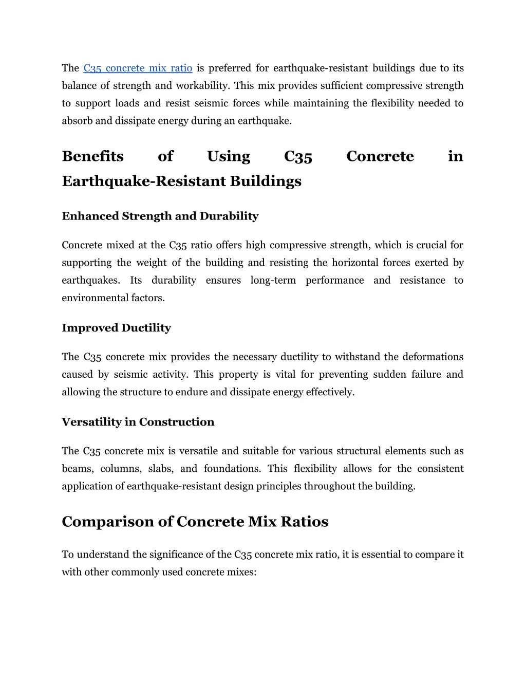 the c35 concrete mix ratio is preferred