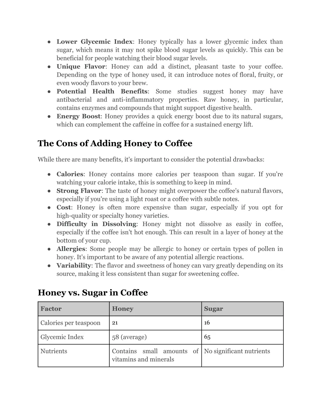 lower glycemic index honey typically has a lower