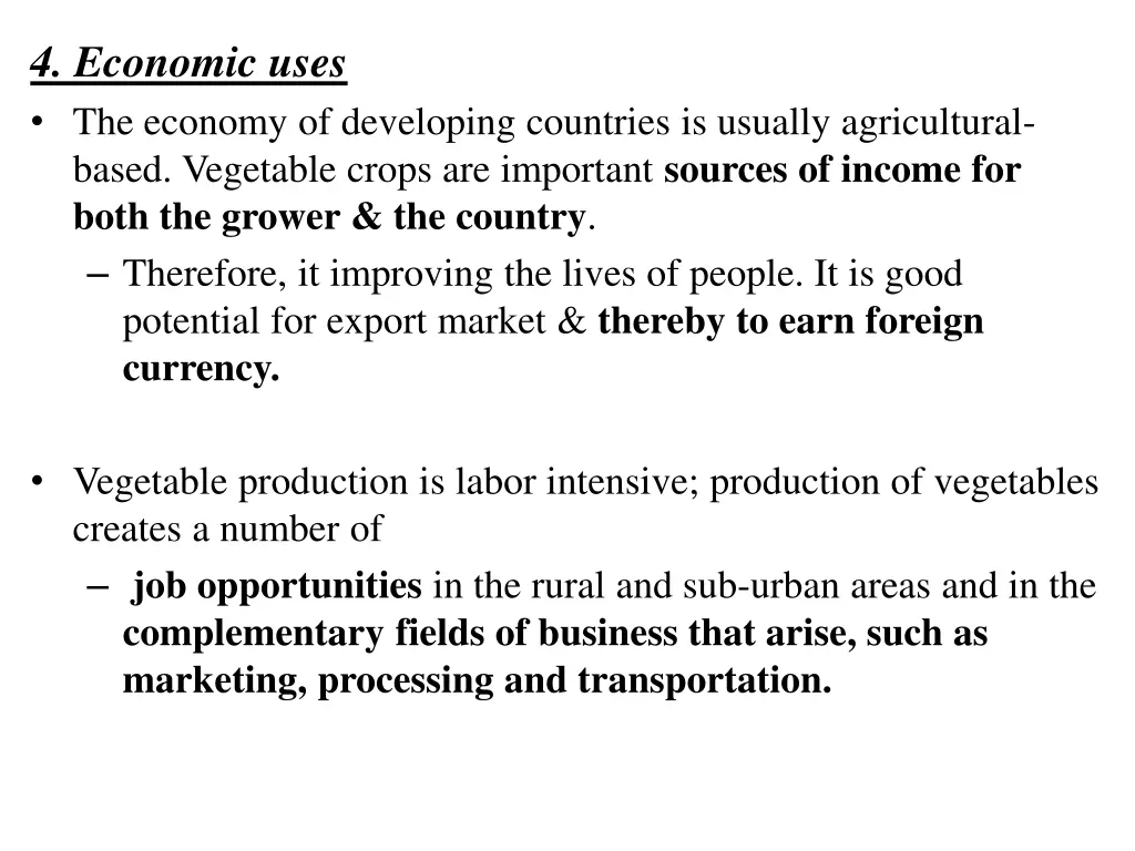 4 economic uses the economy of developing