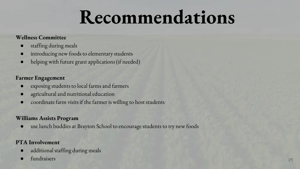 recommendations