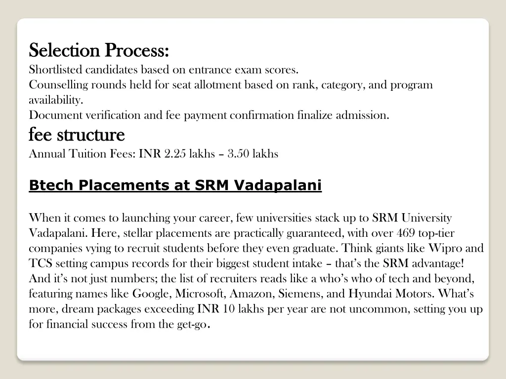 selection process selection process shortlisted