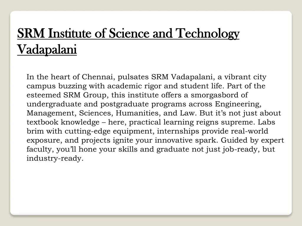 srm institute of science and technology