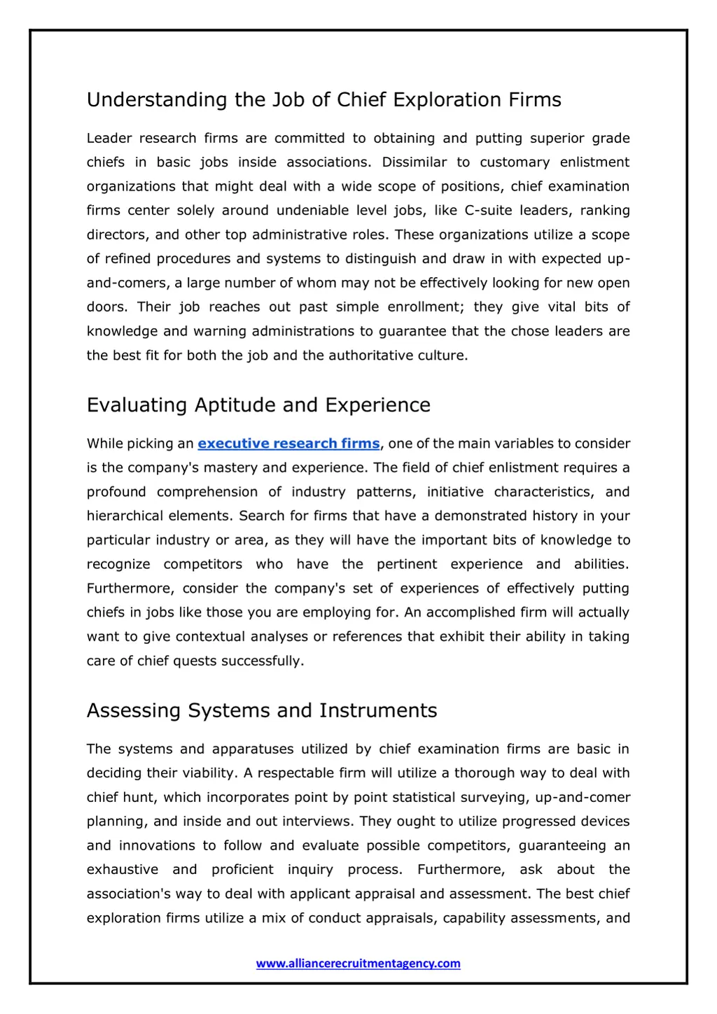 understanding the job of chief exploration firms