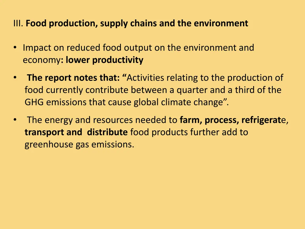 iii food production supply chains