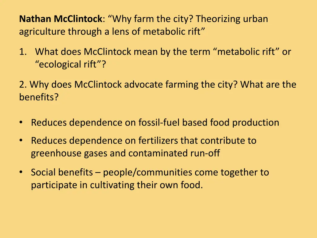 nathan mcclintock why farm the city theorizing