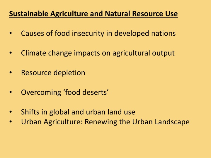 sustainable agriculture and natural resource use