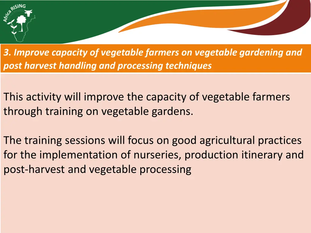 3 improve capacity of vegetable farmers