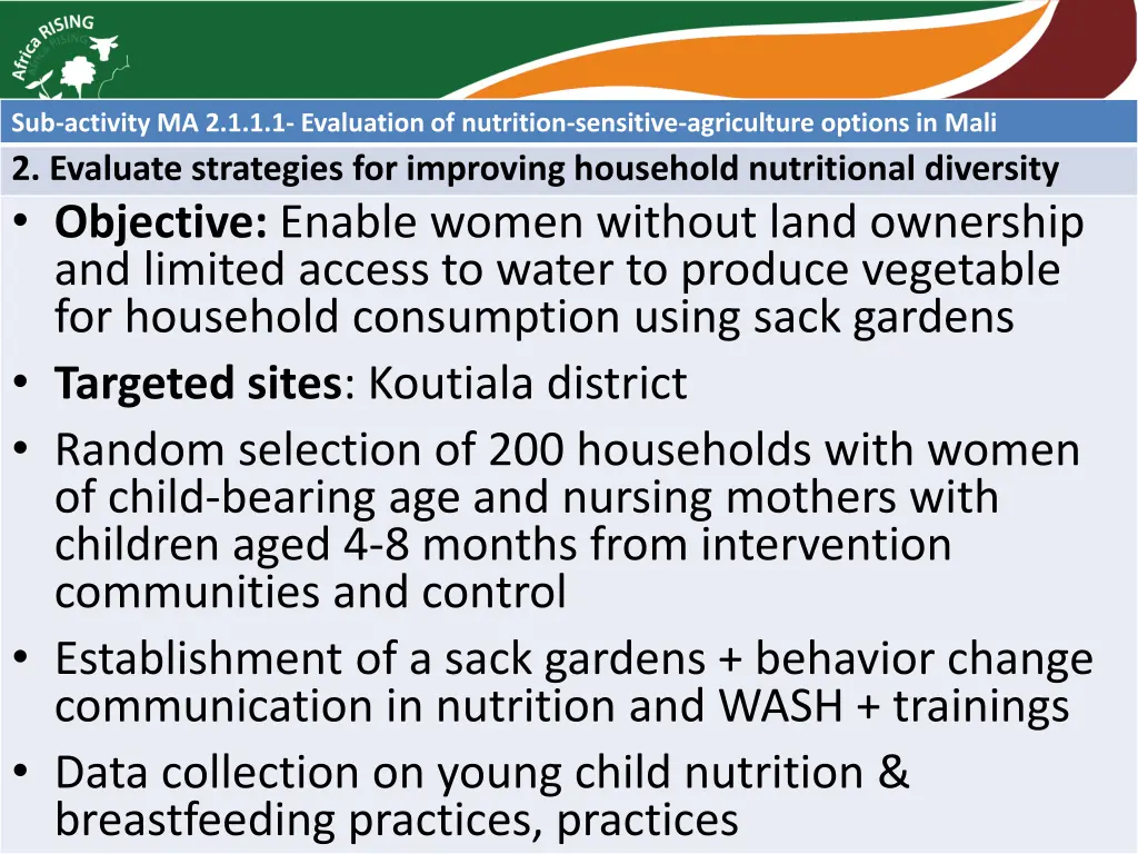 sub activity ma 2 1 1 1 evaluation of nutrition 1