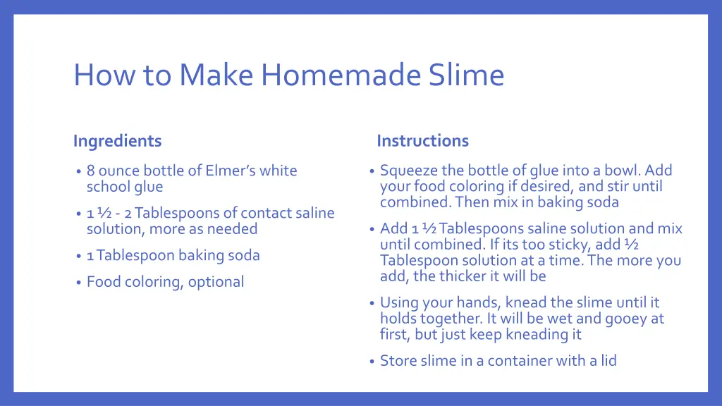 how to make homemade slime