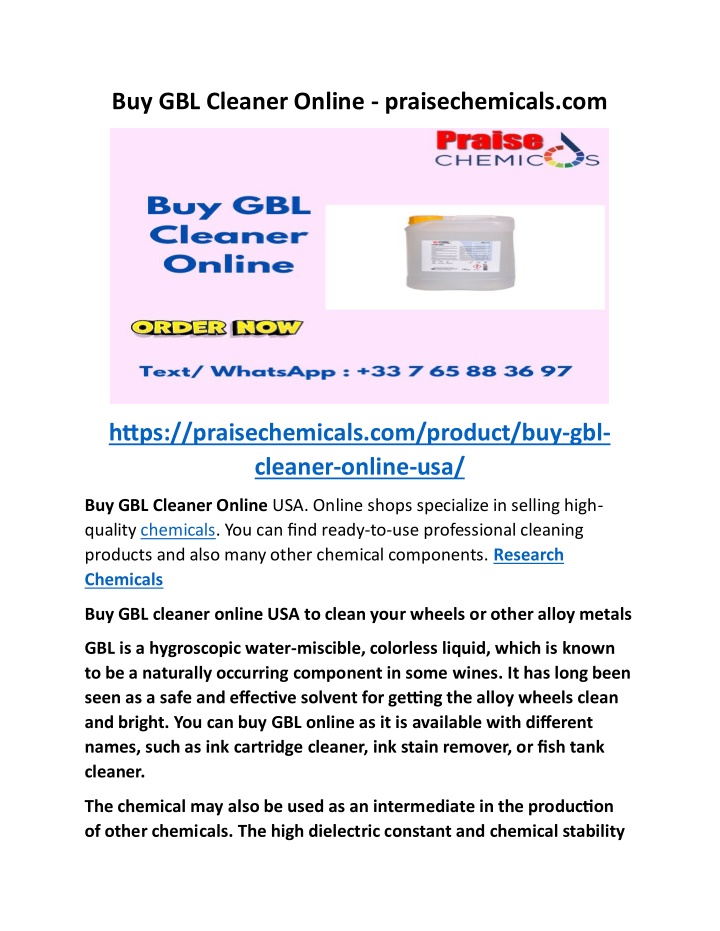 buy gbl cleaner online praisechemicals com