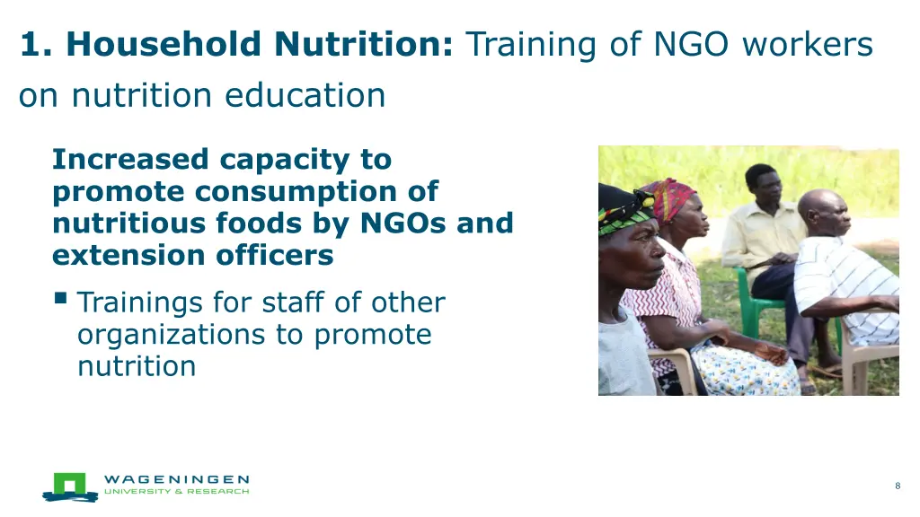 1 household nutrition training of ngo workers